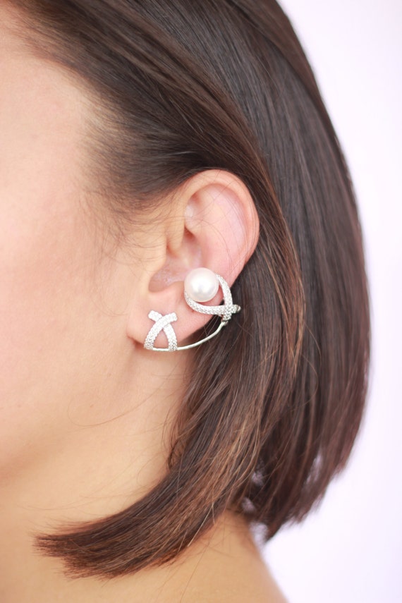 Pearl Ear Cuffs / Sterling Silver