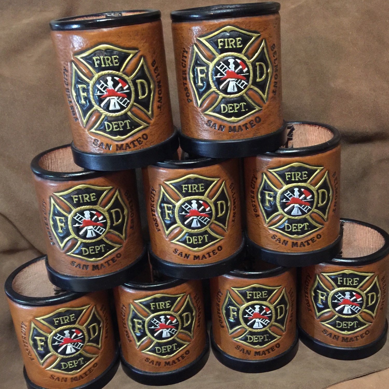 Leather Dice cups personalized customized and handmade