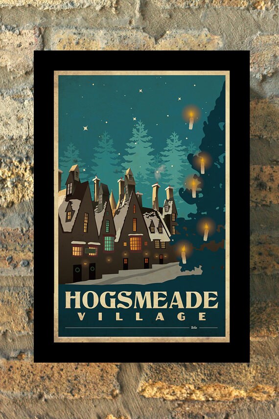 HOGSMEADE Harry Potter Travel Poster Vintage Print Wall Art HOGSMEADE Harry Potter Travel Poster Vintage Print Wall Art