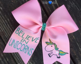 Believe in unicorns cheer bow