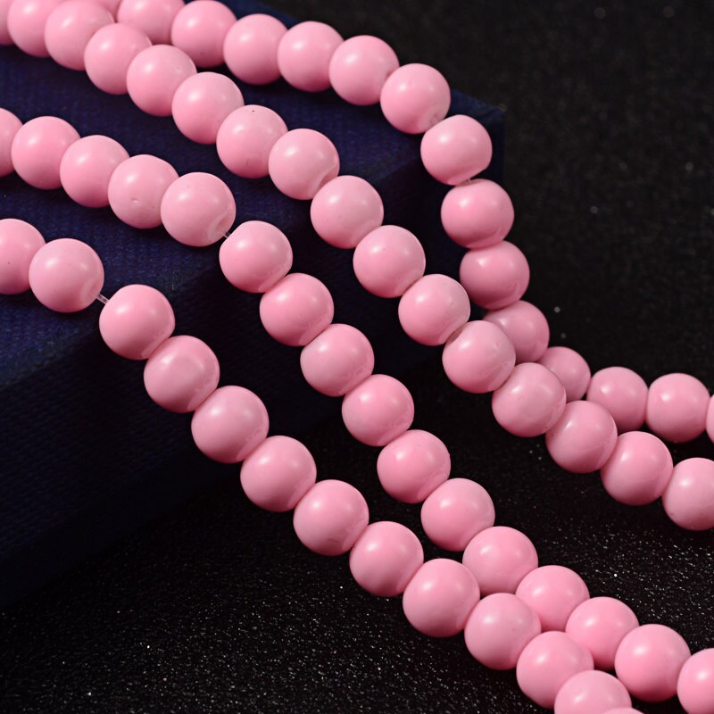 6mm Pink Beads Opaque Glass Rounds 6mm Pink Beads 31 Inch 1567