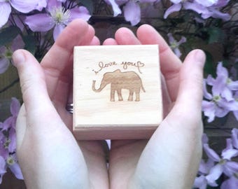 Wedding Ring Box, Engagement Ring Box, Wooden Ring Box, Ring Bearer, Ring Holder, Wedding Gift, Ring box Wedding, Elephant Engraved Ring Box