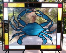 Unique stained glass crab related items | Etsy