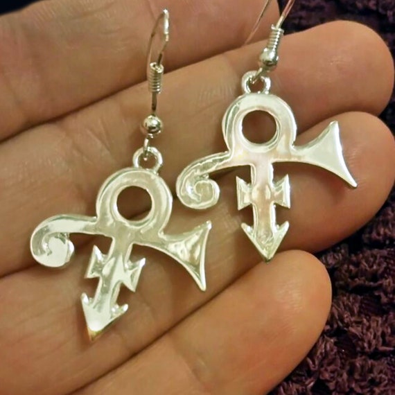 PRINCE SYMBOL EARRINGS O Adjustable Silver Plated Love