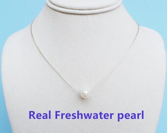 bridesmaid gifts Floating pearl necklace,bridesmaid set,Single Pearl Necklace,freshwater pearl necklace,wedding gift,bridal party gift
