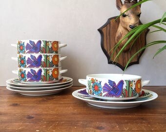 Reserved Villeroy And Boch Acapulco Soup bowls And Saucers 70s' Kitchenware