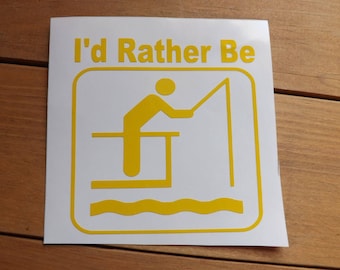 I'd Rather Be Fishing decal-sport decal-Fishing decal-water sport decal-window-car-truck -laptop-yeti-mug-tumbler-coffee cup decal