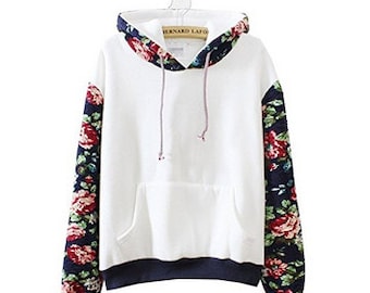 Flowered Sleeve Sweatshirt