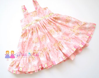 Pink and Gold Dress, Unicorn Dress, Toddler Girls Dress, Ruffle Dress, Unicorn Party Dress, Girls Twirl Dress, Baby Girl Dress, Sequin Dress