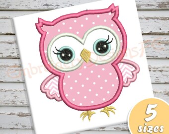 Owl Applique Design - 5 sizes - Machine Embroidery Design File
