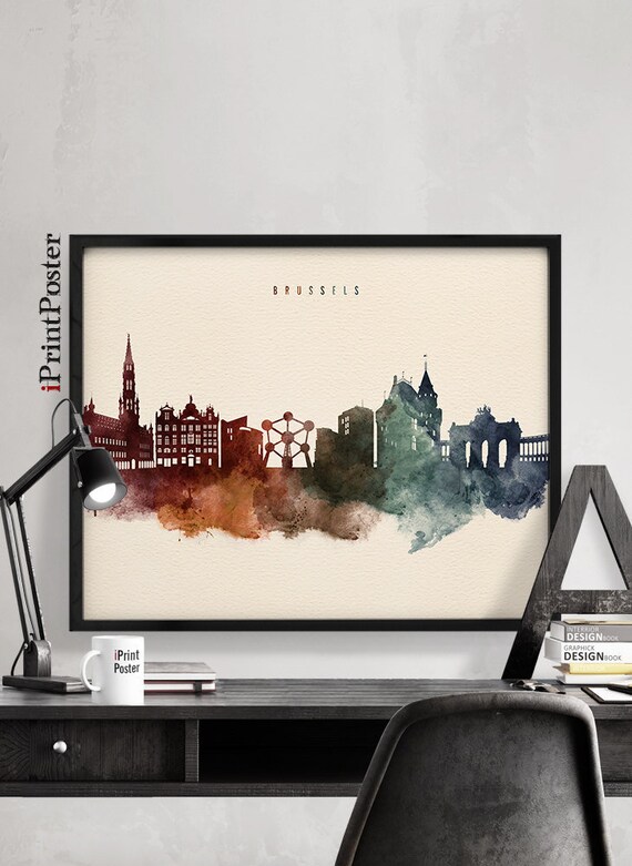 Brussels poster Brussels skyline print Bruxelles cityscape