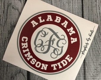 Alabama Crimson Tide Decal - Monogrammed Crimson Tide Decal - University of Alabama - Sticker