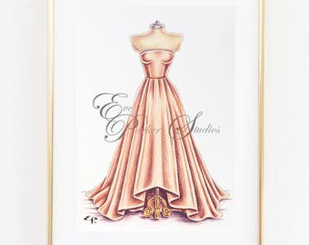 Dress drawing | Etsy