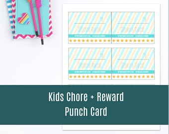 Printable Chore Card set for kids + reward card system - Instant Download Printable