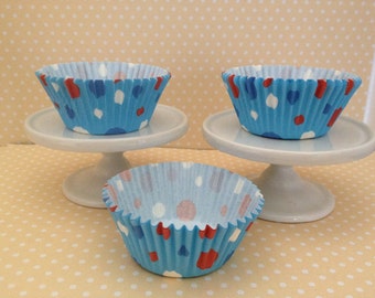 Blue Dot Cupcake Baking Papers - Set of 10