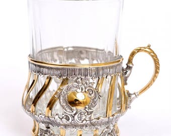 Silver Tea Glass Cup Holder Podstakannik 1572
