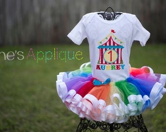 Carnival Circus Rainbow Girl Birthday Tutu Set