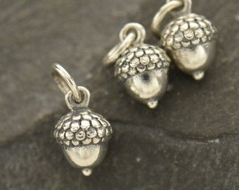 Sterling Silver, Tiny Acorn Charm, Acorn Necklace, Acorn Jewelry, Acorn Pendant, Acorn Locket, Silver Charm, Silver Acorn, Silver Jewelry