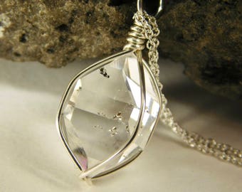 A+ Grade 12x15 mm NY HERKIMER DIAMOND Crystal Pendant - Sterling Silver Crystal Pendant - Double Terminated Crystal - Healing Crystal