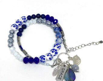 Beaded Wrap Bracelet Gemstone Bracelet Grace Bracelet Affirmation Jewelry