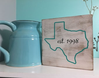 Rustic Wooden State Outline Established Sign/Home Sign/State Sign/State Outline Sign/Established Wood Sign/Housewarming Gift/Closing Gift