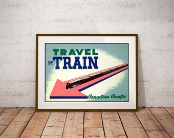 Canadian Pacific Railways Poster-Travel By Train-Art Deco 1930’s Image-CP Rail