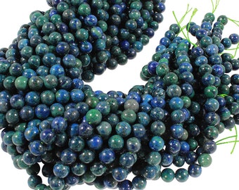 15 IN Strand 8 mm Azurite Round Smooth Gemstone Beads (AZR100104)