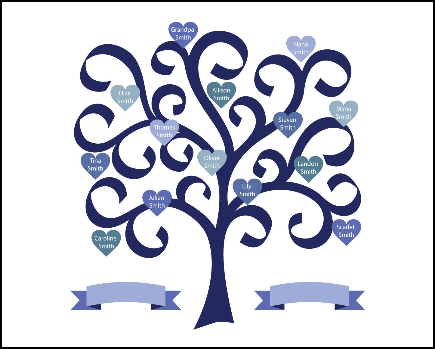 Download Ribbon Family Tree In SVG EPS DFX Format For Use With Cricut