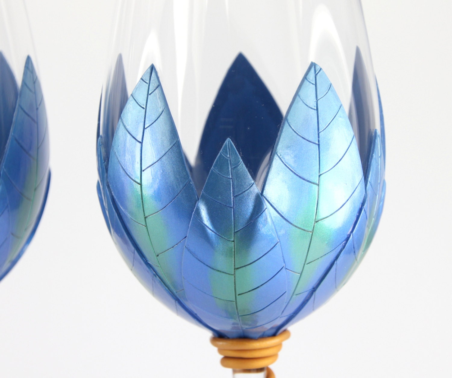 Sapphire Blue Wine Glasses Painted Wine Glasses Unique Blue