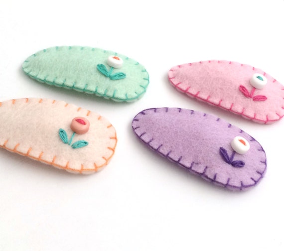 Hair Clips for Toddlers Tiny Flower Felt Hair Snap Clip for