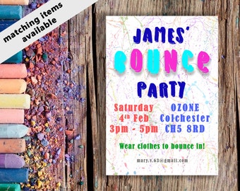 Bounce / trampolining party invitation. Download and print