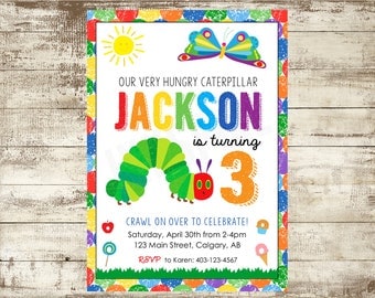 Very Hungry Caterpillar Birthday Invitation | Very Hungry Caterpillar Invite | Very Hungry Caterpillar Birthday | PRINTABLE