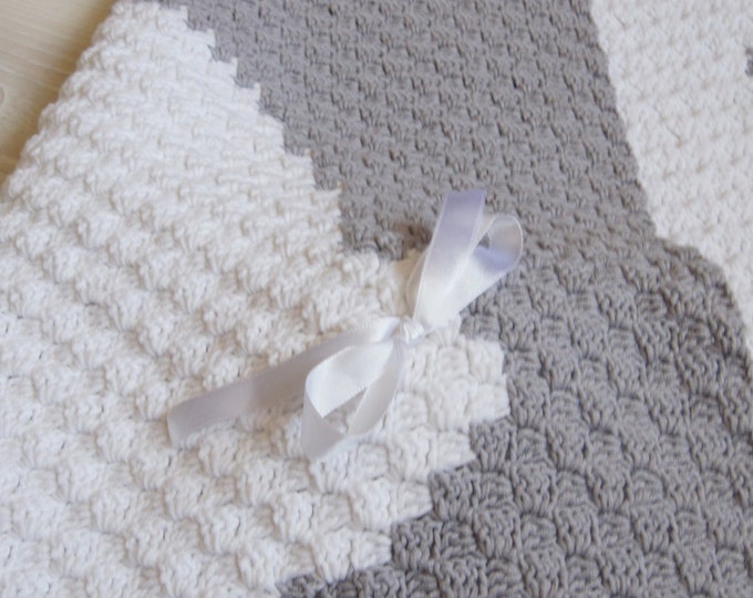 Crochet Bunny Baby Blanket, C2C Blanket, Corner to Corner Blanket, travel stroller size, Car seat Blanket, Crib Blanket