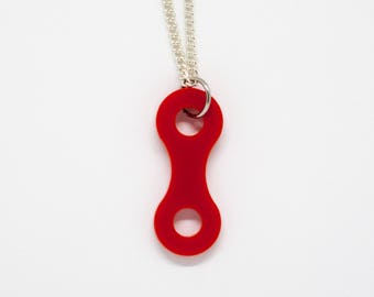 Bicycle Chain Link Pendant on Silver Plated Chain Necklace. Cycling Singlespeed Fixie Roadie