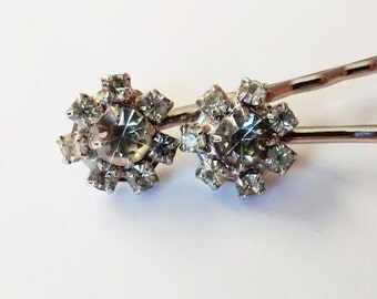 Rhinestone Hair Pins. Vintage Hair Pins. Pair of Hair Pins. Diamante Hair Pins.