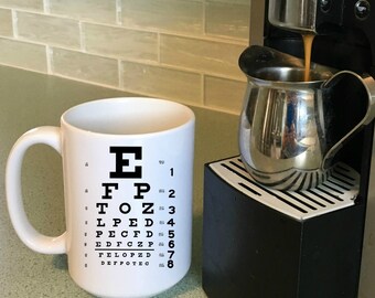 Optometrist Gift Eye Chart, Mugs for Optometrist, Optometry Graduation Gift, 11 oz , 15 oz
