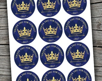 Royal Baby Shower/ Prince Stickers/ Prince Crown Favor Tags/ Royal Cupcake Toppers / Royal Baby Stickers / Crown Stickers/ Crown Tags
