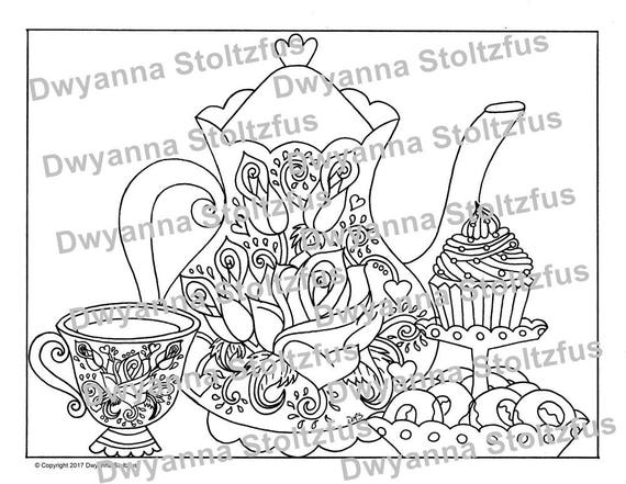 Tea Party Coloring Page JPG