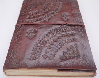 Large Leather Journal, Mandala Leather Journal, Scrapbook, Notebook, Diary, Sketchbook.
