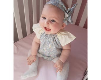Baby Girls Floral Ditsy Romper, Baby Romper for Girls, Plain Romper, Romper with Ruffle Neck, Cake Smash Romper, Cake Smash Girls Outfit