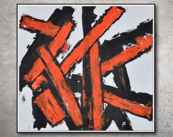 Original Abstract Art Painting On Canvas Contemporary Art, orange black Canvas Painting MODIZ art