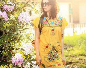 Puebla Dress - Mexican embroidery - Vestido mexicano - Vintage - Tehuacan - Wedding