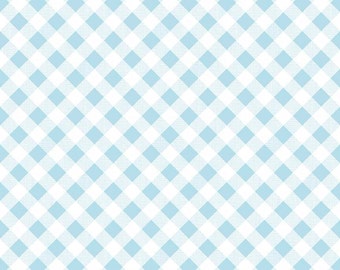 SALE Aqua Gingham Quilt Fabric - Sew Cherry 2 - Riley Blake Designs - Lori Holt