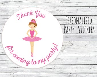 Personalized Ballerina 1st Birthday Party Favor Tags, Dancer Theme, Bag Tags, Thanks for Coming, Stickers, Ballet You Choose Size