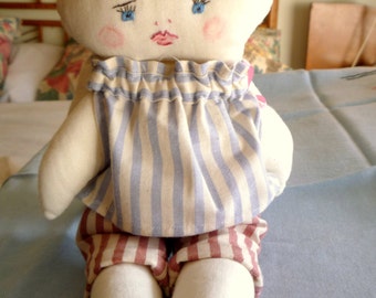 Boy doll, rag doll, cloth doll, brown hair, soft toy, washable
