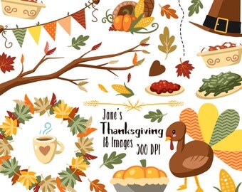 Fall Thanksgiving Clipart - Fall Items Download - Instant Download - Thanksgiving and Fall Items