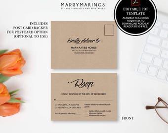 wedding rsvp postcard templates