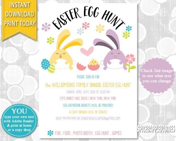easter egg hunt easter bunny egg hunt invitation easter easter invite