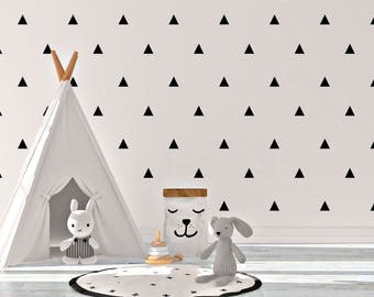 Wall decal Nursery Scandinavian Triangles Stickers Black and White Vinyl