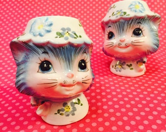 Lefton Anthropomorphic Miss Priss Kitten Salt and Pepper Shaker made in Japan circa 1950s